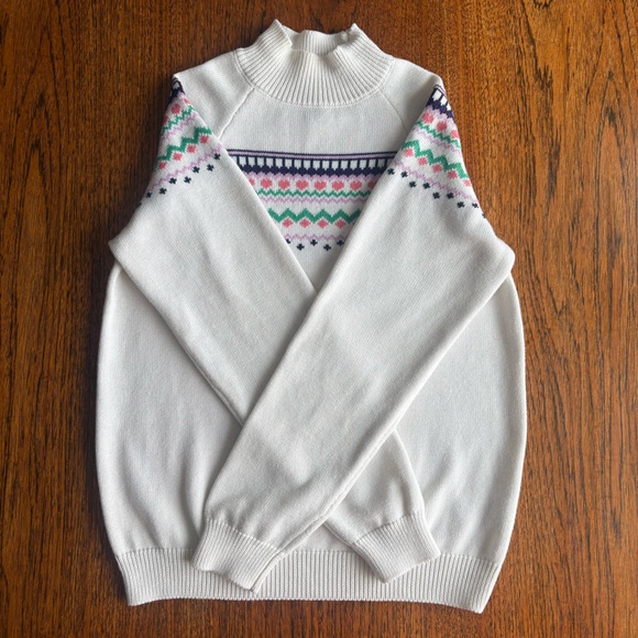 Tristan White Fair Isle Sweater-Size small - Picture 2 of 6